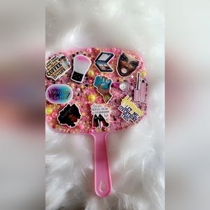Bling rhinestone hand held mirror.